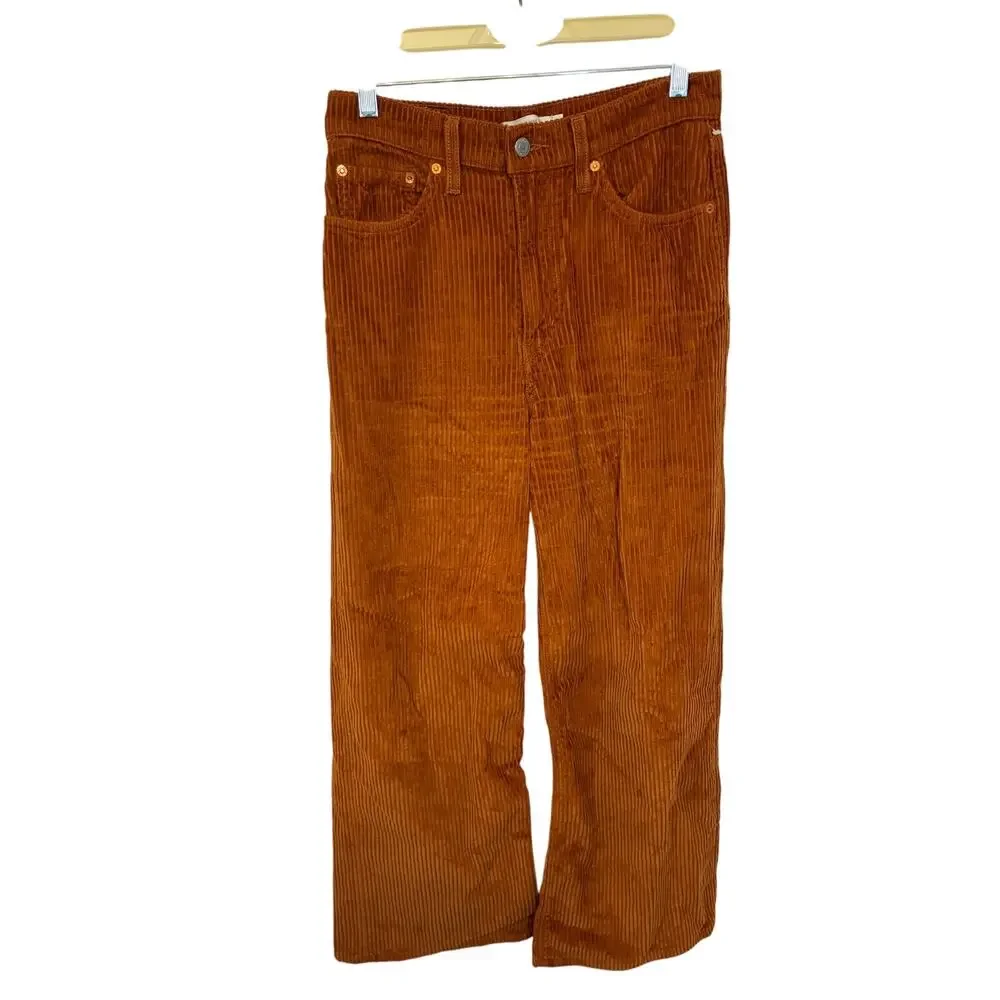 Levi's Premium Women's Ribcage Straight Ankle Corduroy Pants Retro Corduroy 28 - Picture 1 of 4